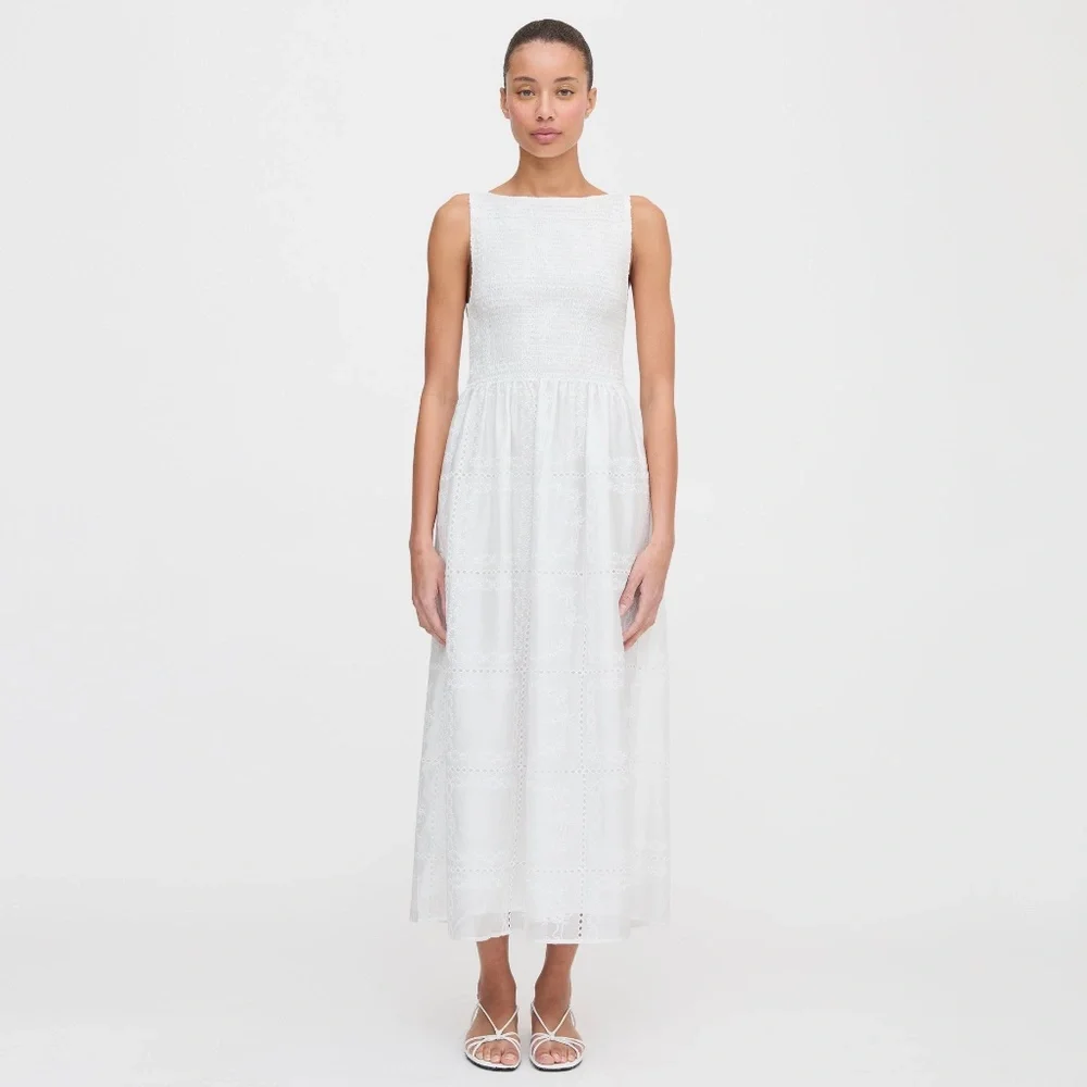 Hill House Home The Cosima Nap Dress - White Patchwork Organza Size SWhite Patch - Picture 2 of 6